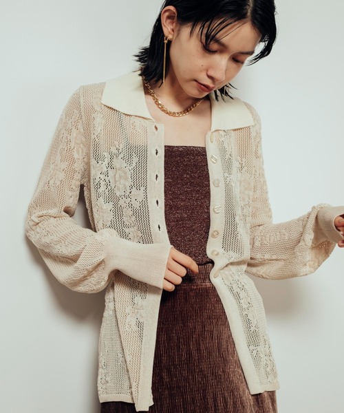 レースライクポロカーデ（カーディガン/ボレロ）｜Shelly island