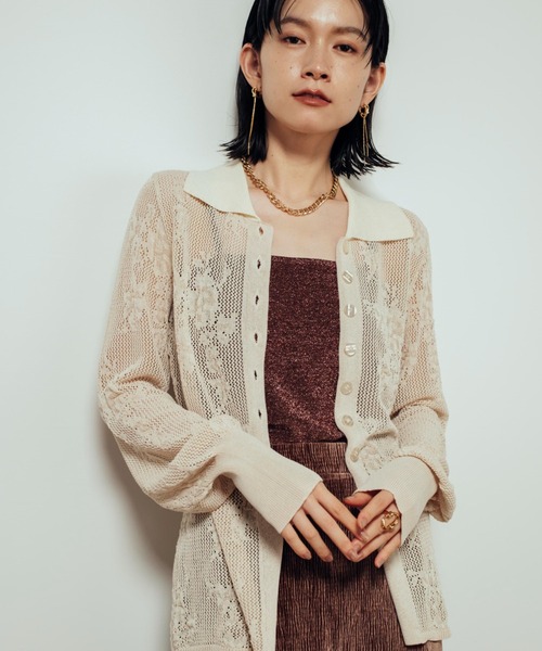 レースライクポロカーデ（カーディガン/ボレロ）｜Shelly island