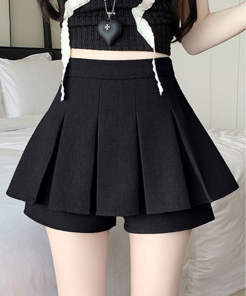 kirakiraShop(キラキラショップ)の「バック リボン プリーツ スカート パンツ(スカート・レディース・グレー/ブラック・M/L/S)」の3枚目の写真