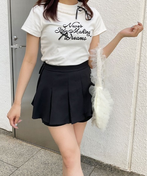 kirakiraShop(キラキラショップ)の「バック リボン プリーツ スカート パンツ(スカート・レディース・グレー/ブラック・M/L/S)」の7枚目の写真