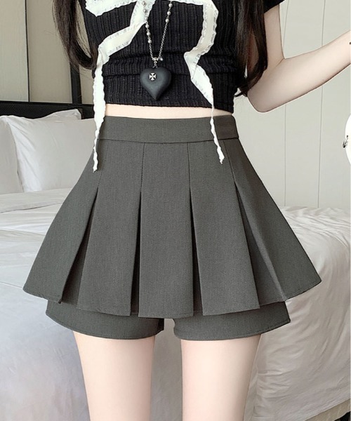 kirakiraShop(キラキラショップ)の「バック リボン プリーツ スカート パンツ(スカート・レディース・グレー/ブラック・M/L/S)」の10枚目の写真