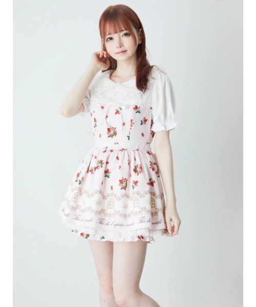 Ank Rouge（アンクルージュ）の「AFTERNOON TEA PRINT SET UP（ワンピース・レディース・ブラック/レッド/ピンク・M）」の4枚目の写真