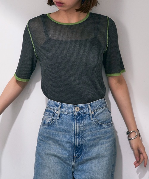 MAISON BREEZE reveur(メゾンブリーズレヴール)の「【MAISON BREEZE reveur】配色クルーネックトップス DTK(Tシャツ/カットソー・レディース・ブラウン/アイボリー/グレー/チャコールグレー・FREE)」の10枚目の写真