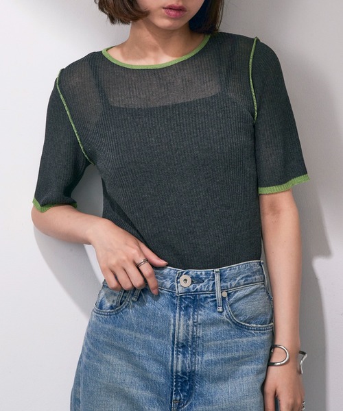 MAISON BREEZE reveur(メゾンブリーズレヴール)の「【MAISON BREEZE reveur】配色クルーネックトップス DTK(Tシャツ/カットソー・レディース・ブラウン/アイボリー/グレー/チャコールグレー・FREE)」の11枚目の写真