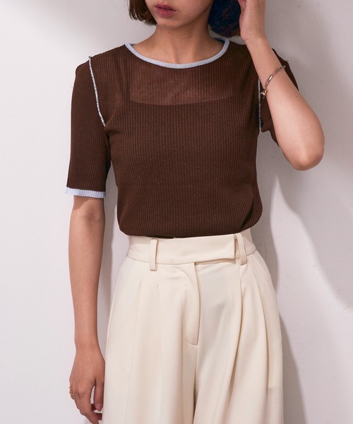 MAISON BREEZE reveur(メゾンブリーズレヴール)の「【MAISON BREEZE reveur】配色クルーネックトップス DTK(Tシャツ/カットソー・レディース・ブラウン/アイボリー/グレー/チャコールグレー・FREE)」の21枚目の写真