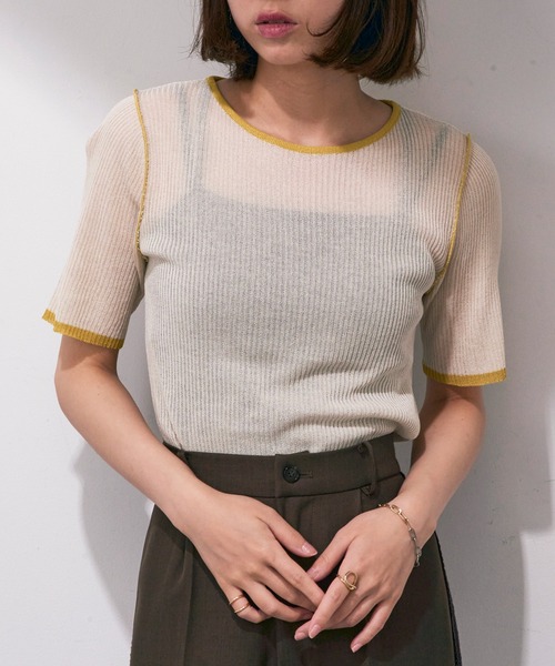 MAISON BREEZE reveur(メゾンブリーズレヴール)の「【MAISON BREEZE reveur】配色クルーネックトップス DTK(Tシャツ/カットソー・レディース・ブラウン/アイボリー/グレー/チャコールグレー・FREE)」の7枚目の写真