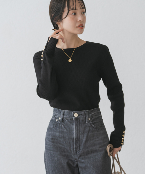 Noble - 【美品】  NOBLE / ノーブル | 2023SS | ショルダーパッド ニット | F | ブラック | レディース セール】《追加》オフショルニット（ニット/セーター）｜NOBLE