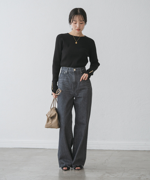 Noble（ノーブル）の「ボタンディテールタイトリブニット（ニット