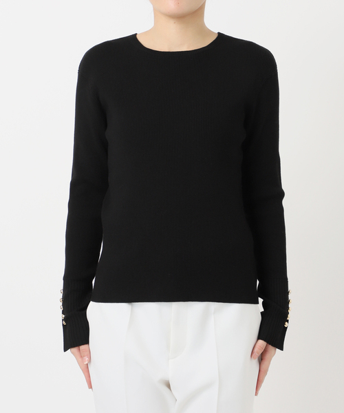 Noble 今季売り切れ　美品　ニット　定価14300円 ボタンディテールタイトリブニット（ニット/セーター）｜NOBLE
