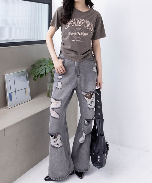 clear（クリア）の「カレッジプリントドロストTシャツ[着回し抜群 大人 カジュアル]≪SS新作≫（Tシャツ/カットソー・レディース・チャコールグレー/アイボリー/ピンク/マスタード・F）」の6枚目の写真