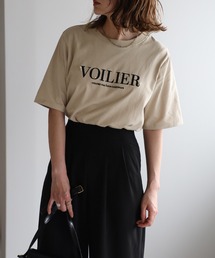 パール付きロゴ半袖Tシャツ