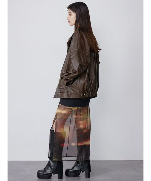 MURUA（ムルーア）の「スタンドネックフェイクレザージャケット（ブルゾン・レディース・ブラウン/ブラック/ボルドー・FREE）」の10枚目の写真