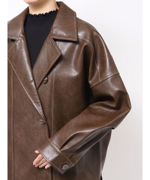 セール】スタンドネックフェイクレザージャケット（ブルゾン）｜MURUA