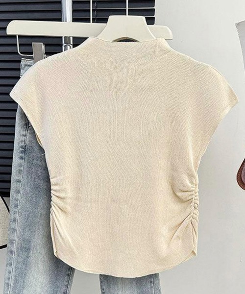 Miniministore(ミニミニストア)の「リボン付きリブニット プチハイネック夏服(ニット/セーター・レディース・ピンク/ブラック/ベージュ/レッド/ブルー/ライトグリーン/ローズ・FREE)」の19枚目の写真