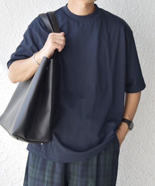 SHIPS any(シップス エニィ)の「SHIPS any: JAPAN MADE ハイゲージ コットン リラックス リブネック Tシャツ◇(Tシャツ/カットソー・メンズ・ライトブルー/ホワイト/ダークグレー/ネイビー・SMALL/X-LARGE/LARGE/MEDIUM)」の4枚目の写真