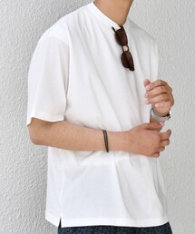 SHIPS any: JAPAN MADE ハイゲージ コットン リラックス リブネック Tシャツ◇