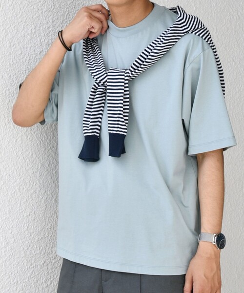 SHIPS any(シップス エニィ)の「SHIPS any: JAPAN MADE ハイゲージ コットン リラックス リブネック Tシャツ◇(Tシャツ/カットソー・メンズ・ライトブルー/ホワイト/ダークグレー/ネイビー・SMALL/X-LARGE/LARGE/MEDIUM)」の1枚目の写真