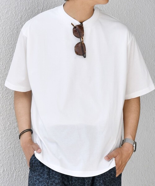 SHIPS any(シップス エニィ)の「SHIPS any: JAPAN MADE ハイゲージ コットン リラックス リブネック Tシャツ◇(Tシャツ/カットソー・メンズ・ライトブルー/ホワイト/ダークグレー/ネイビー・SMALL/X-LARGE/LARGE/MEDIUM)」の7枚目の写真