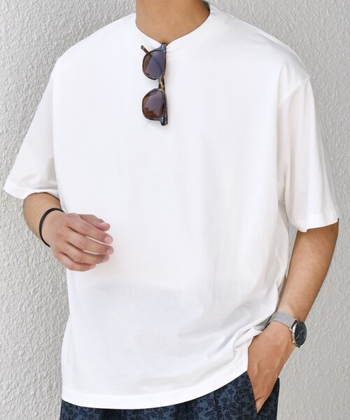 SHIPS any(シップス エニィ)の「SHIPS any: JAPAN MADE ハイゲージ コットン リラックス リブネック Tシャツ◇(Tシャツ/カットソー・メンズ・ライトブルー/ホワイト/ダークグレー/ネイビー・SMALL/X-LARGE/LARGE/MEDIUM)」の8枚目の写真
