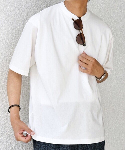 SHIPS any(シップス エニィ)の「SHIPS any: JAPAN MADE ハイゲージ コットン リラックス リブネック Tシャツ◇(Tシャツ/カットソー・メンズ・ライトブルー/ホワイト/ダークグレー/ネイビー・SMALL/X-LARGE/LARGE/MEDIUM)」の9枚目の写真