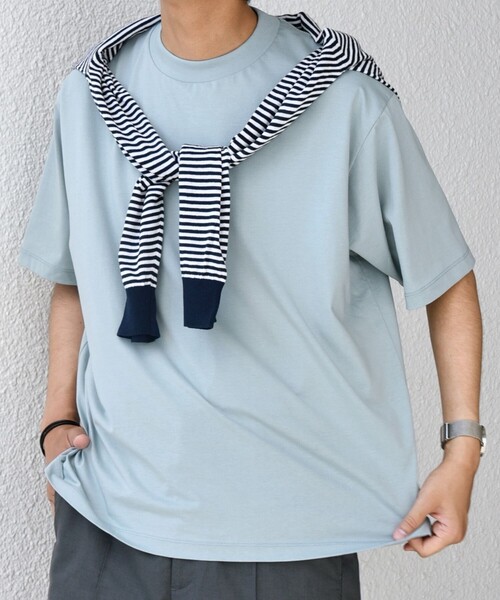 SHIPS any(シップス エニィ)の「SHIPS any: JAPAN MADE ハイゲージ コットン リラックス リブネック Tシャツ◇(Tシャツ/カットソー・メンズ・ライトブルー/ホワイト/ダークグレー/ネイビー・SMALL/X-LARGE/LARGE/MEDIUM)」の18枚目の写真