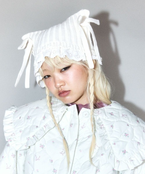 Candy Stripper(キャンディストリッパー)の「BABY RIBBON ビーニー(ニットキャップ/ビーニー・レディース・レッド/アイボリー/ブラック・FREE)」の5枚目の写真