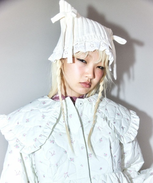 Candy Stripper(キャンディストリッパー)の「BABY RIBBON ビーニー(ニットキャップ/ビーニー・レディース・レッド/アイボリー/ブラック・FREE)」の6枚目の写真
