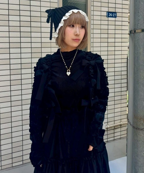 Candy Stripper(キャンディストリッパー)の「BABY RIBBON ビーニー(ニットキャップ/ビーニー・レディース・レッド/アイボリー/ブラック・FREE)」の17枚目の写真
