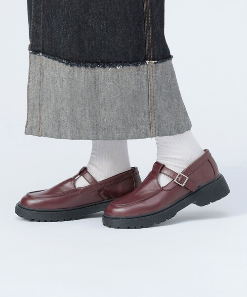 BEAMS HEART（ビームスハート）の「Tストラップ付 モカシン（モカシン/デッキシューズ・レディース・ワイン/ブラック/ホワイト系その他5・LARGE/MEDIUM/SMALL）」の3枚目の写真