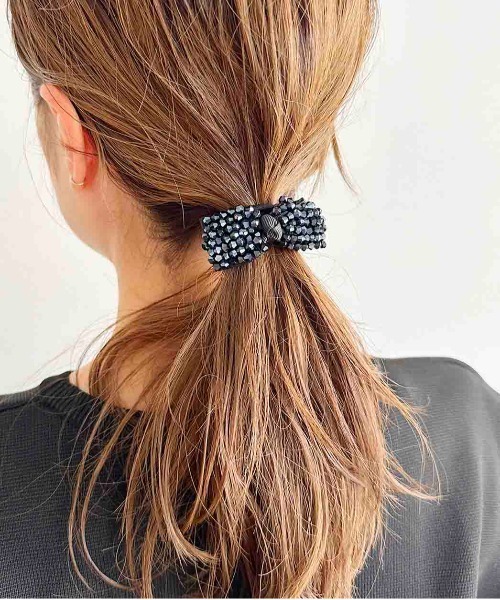 PICCIN(ピッチン)の「キラキラリボンヘアークリップ(バレッタ/ヘアクリップ・レディース・オフホワイト/ブラック/ネイビー・FREE)」の3枚目の写真