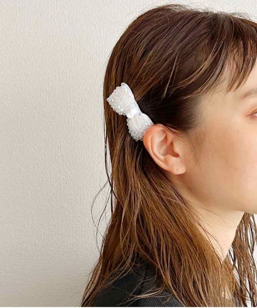PICCIN(ピッチン)の「キラキラリボンヘアークリップ(バレッタ/ヘアクリップ・レディース・オフホワイト/ブラック/ネイビー・FREE)」の10枚目の写真