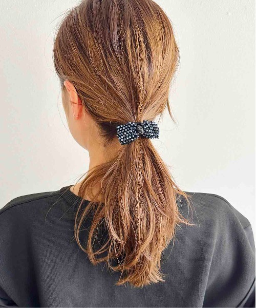 PICCIN(ピッチン)の「キラキラリボンヘアークリップ(バレッタ/ヘアクリップ・レディース・オフホワイト/ブラック/ネイビー・FREE)」の13枚目の写真