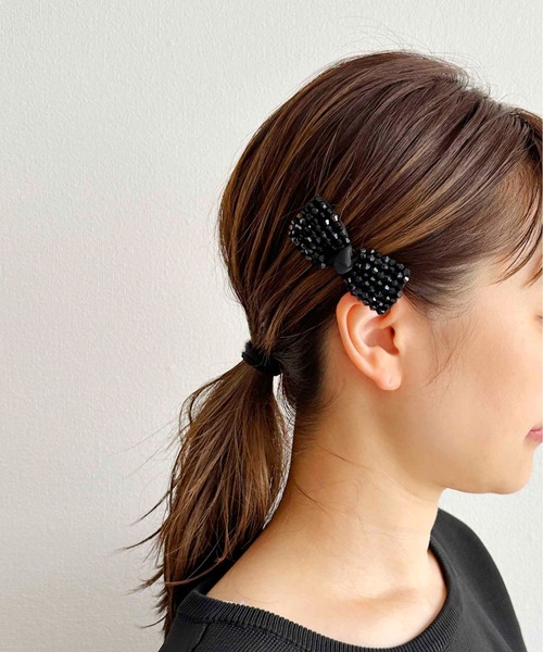 PICCIN(ピッチン)の「キラキラリボンヘアークリップ(バレッタ/ヘアクリップ・レディース・オフホワイト/ブラック/ネイビー・FREE)」の15枚目の写真