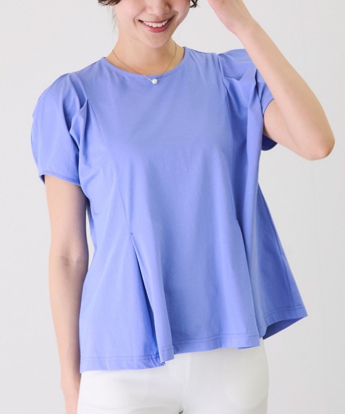 Jayro（ジャイロ）の「コットン天竺プルオーバー（Tシャツ/カットソー・レディース・ブラック/サックスブルー/ホワイト・M）」の3枚目の写真