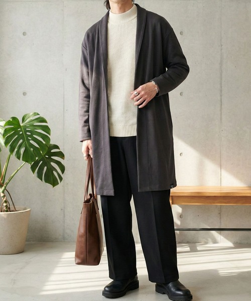Mossimo（モッシモ）の「MOSSIMO ポンチショールカーディガン【ユニセックス】（カーディガン/ボレロ・メンズ・ブラック/チャコールグレー・L/M/S/XL）」の11枚目の写真