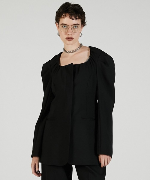 PRANK PROJECT（プランクプロジェクト）の「スクエアネックジャケット / Square neck jacket（その他アウター・レディース・ブラック/グレー・FREE）」の2枚目の写真