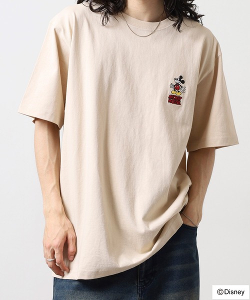 Disney(ディズニー)の「ATELANE ANTIBAL Disney ミッキーマウス ワンポイント刺繍ベーシックサイズTEE(Tシャツ/カットソー・メンズ・ピンク/ベージュ/ネイビー/ホワイト系1/ホワイト系2/ホワイト系3/グレー/ブラック・L/M/XL)」の11枚目の写真