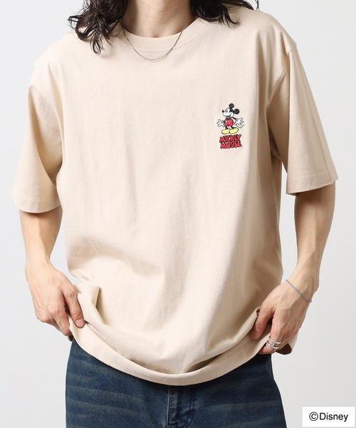 Disney(ディズニー)の「ATELANE ANTIBAL Disney ミッキーマウス ワンポイント刺繍ベーシックサイズTEE(Tシャツ/カットソー・メンズ・ピンク/ベージュ/ネイビー/ホワイト系1/ホワイト系2/ホワイト系3/グレー/ブラック・L/M/XL)」の12枚目の写真