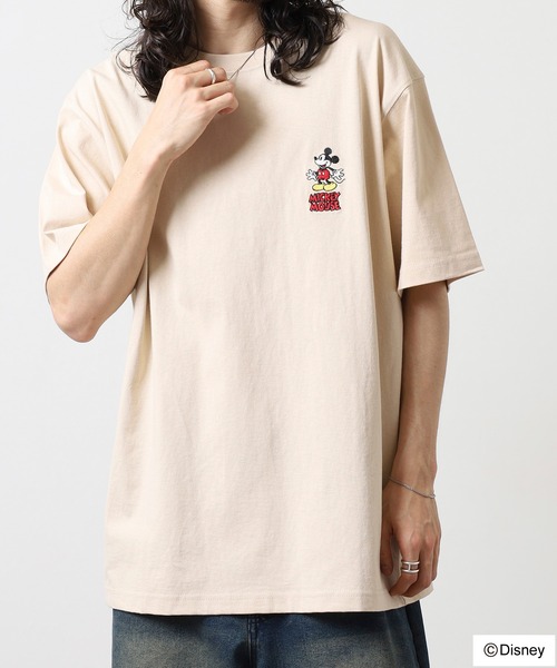 Disney(ディズニー)の「ATELANE ANTIBAL Disney ミッキーマウス ワンポイント刺繍ベーシックサイズTEE(Tシャツ/カットソー・メンズ・ピンク/ベージュ/ネイビー/ホワイト系1/ホワイト系2/ホワイト系3/グレー/ブラック・L/M/XL)」の14枚目の写真