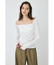 MOUSSY（マウジー）の「SQUARE NECK GATHER トップス（Tシャツ/カットソー・レディース）」
