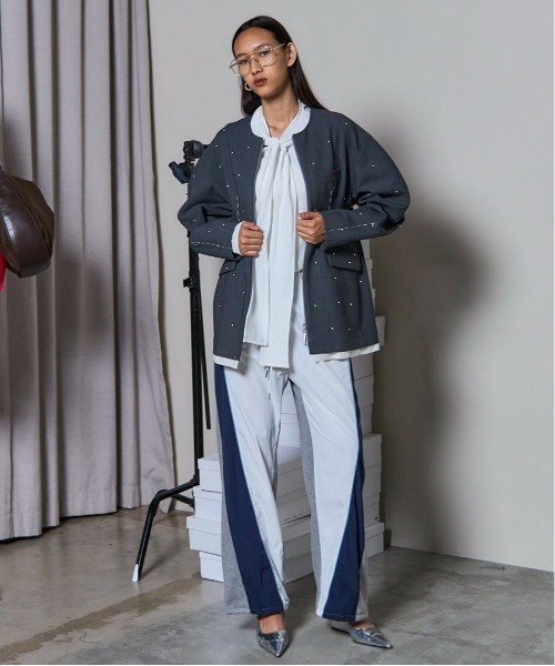 MAISON SPECIAL（メゾンスペシャル）の「Nylon Docking Jersey Pants/ナイロンドッキングジャージパンツ（スウェットパンツ・レディース・レッド/アイボリー/ブラック・38/36）」の6枚目の写真
