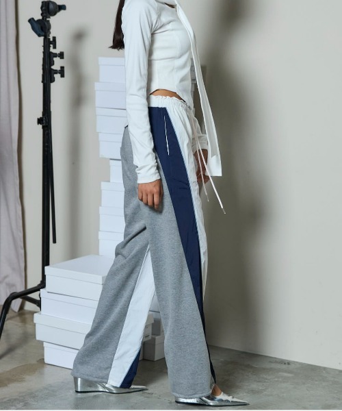 MAISON SPECIAL（メゾンスペシャル）の「Nylon Docking Jersey Pants/ナイロンドッキングジャージパンツ（スウェットパンツ・レディース・レッド/アイボリー/ブラック・38/36）」の15枚目の写真