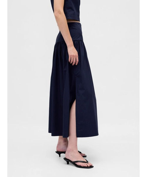 GAP（ギャップ）の「ポプリン ドロップウエスト マキシスカート（スカート・レディース・ネイビー/ブラウン/ホワイト・M/S/XXS/XS/L）」の3枚目の写真