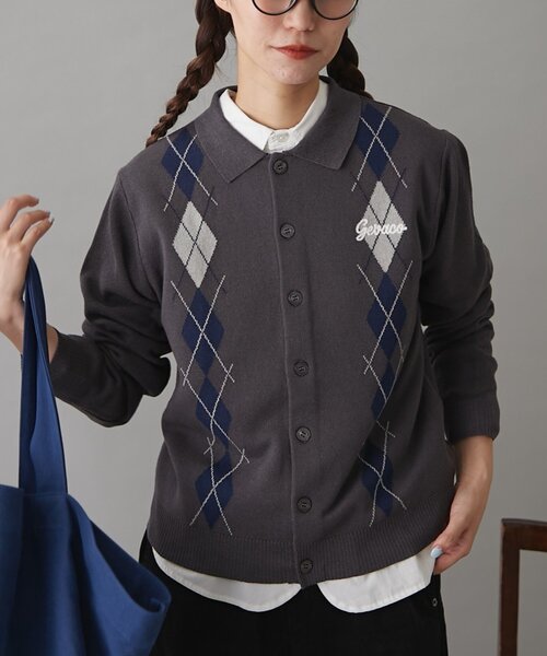 GEVACO（ゲバコ）の「【GEVACO】アーガイルニットカーディガン（カーディガン/ボレロ・レディース・レッド/ブラウン/チャコールグレー/ネイビー・ONE SIZE）」の18枚目の写真