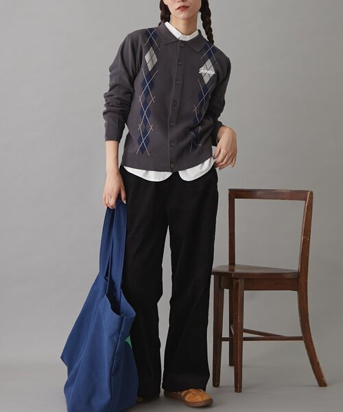 GEVACO（ゲバコ）の「【GEVACO】アーガイルニットカーディガン（カーディガン/ボレロ・レディース・レッド/ブラウン/チャコールグレー/ネイビー・ONE SIZE）」の21枚目の写真