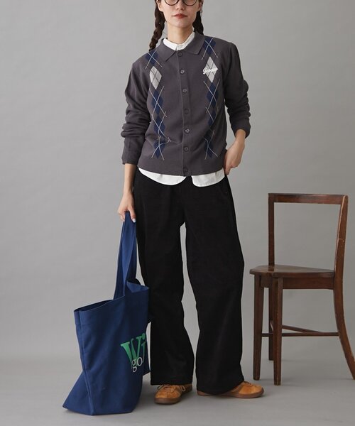 GEVACO（ゲバコ）の「【GEVACO】アーガイルニットカーディガン（カーディガン/ボレロ・レディース・レッド/ブラウン/チャコールグレー/ネイビー・ONE SIZE）」の22枚目の写真