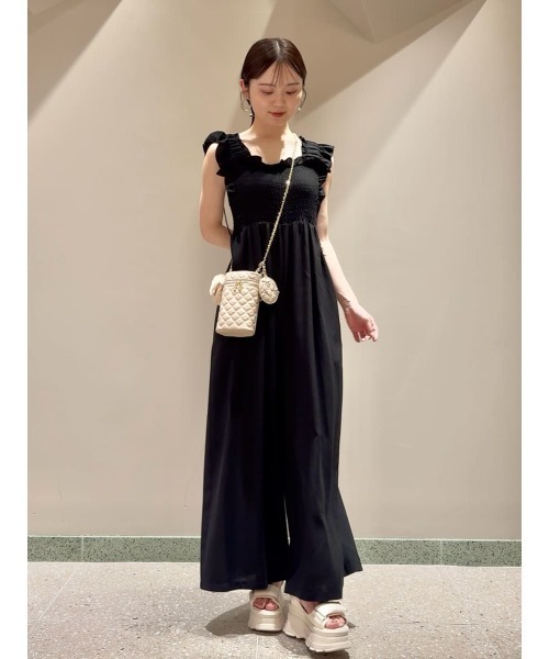 SNIDEL（スナイデル）の「シャーリングフリルオールインワン（つなぎ/オールインワン・レディース・ブラウン/ブラック/チェック・0/1）」の15枚目の写真