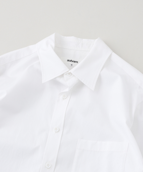 sulvam（サルバム）の「SULVAM / サルバム ダイエリアシンメトリーシャツ / MW-B01-001（シャツ/ブラウス・メンズ・ブラック/ホワイト・MEDIUM）」の4枚目の写真