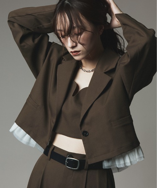 セール】【W:Huku / ストレッチソフトツイル】チュール付き