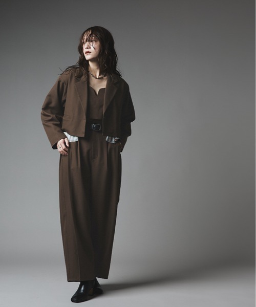 W:Huku(フーク)の「【W:Huku / ストレッチソフトツイル】チュール付き ジャケット / Stretch Soft Twill Tulle Jacket(テーラードジャケット・レディース・ブラウン/グレー/ブラック/レッド系・FREE)」の10枚目の写真
